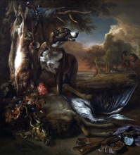 212/weenix, jan - a deerhound with dead game and implements of the chase